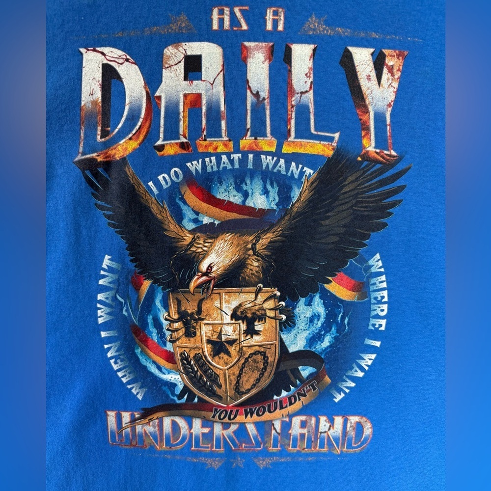 Eagle Graphic Tee T-Shirt XL Blue “As A Daily” Quote heavy cotton - Picture 4 of 6